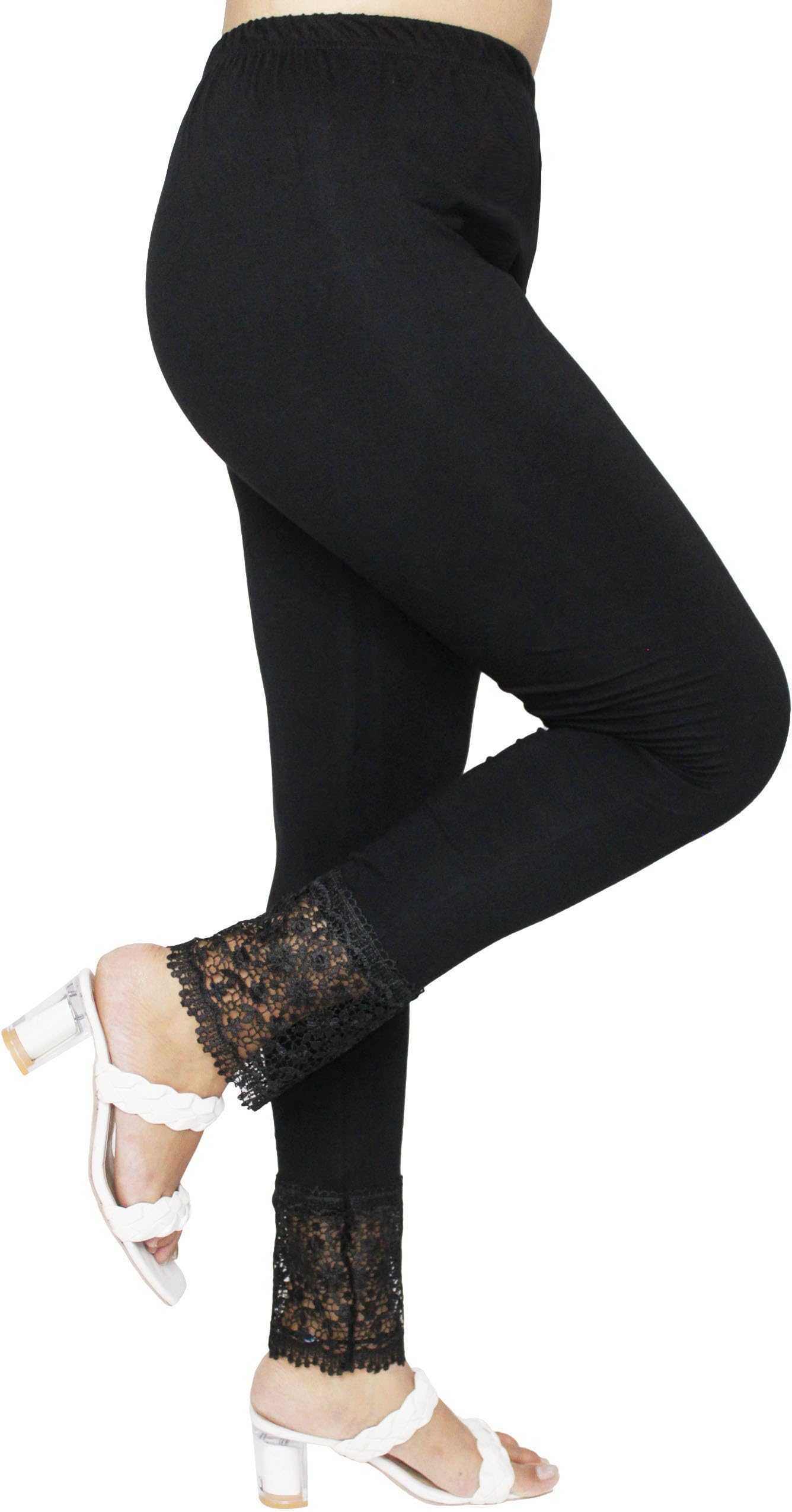 pink shell Women's Elegant Gpo Lace Legging Pants | Comfortable & Breathable Fabric | Perfect for Office, Casual | Black | 40-picture-11