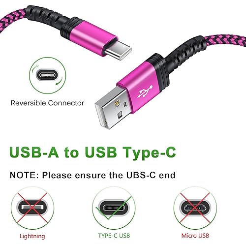 Miniatura 4 de Paquete de 3 cables Samsung de carga rápida USB tipo C de 10 pies para Samsung Galaxy A16 5G/A56/S25 Ultra/A15/A54/S24 FE/A14/A13/Z