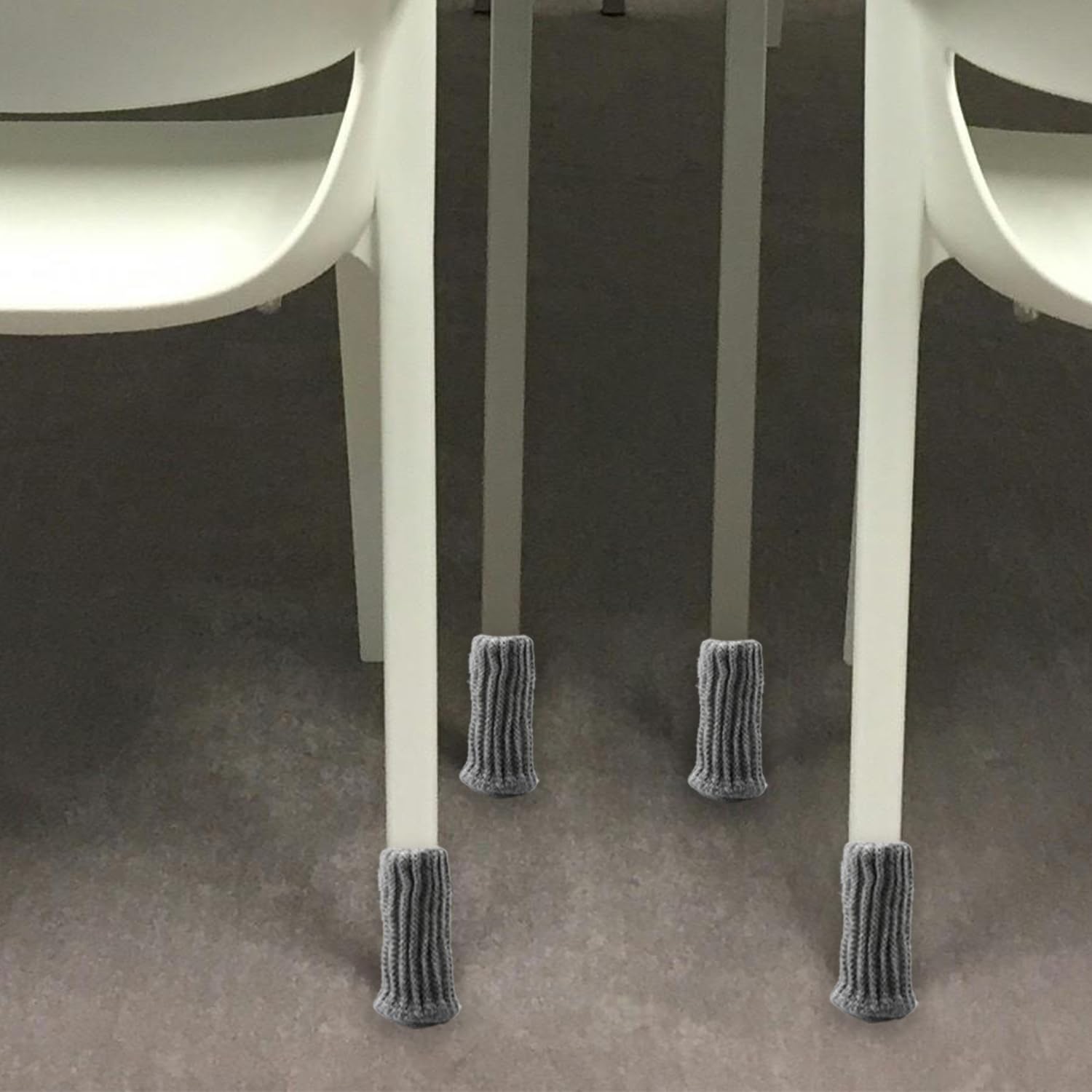 Bojueshaw 16PCS Grey Elastic Knitted Chair Leg Sleeves,Non-Slip Chair Table Feet Socks for Silent Protection in Bedrooms and Dining Rooms(Felt Bottom) - Image 3