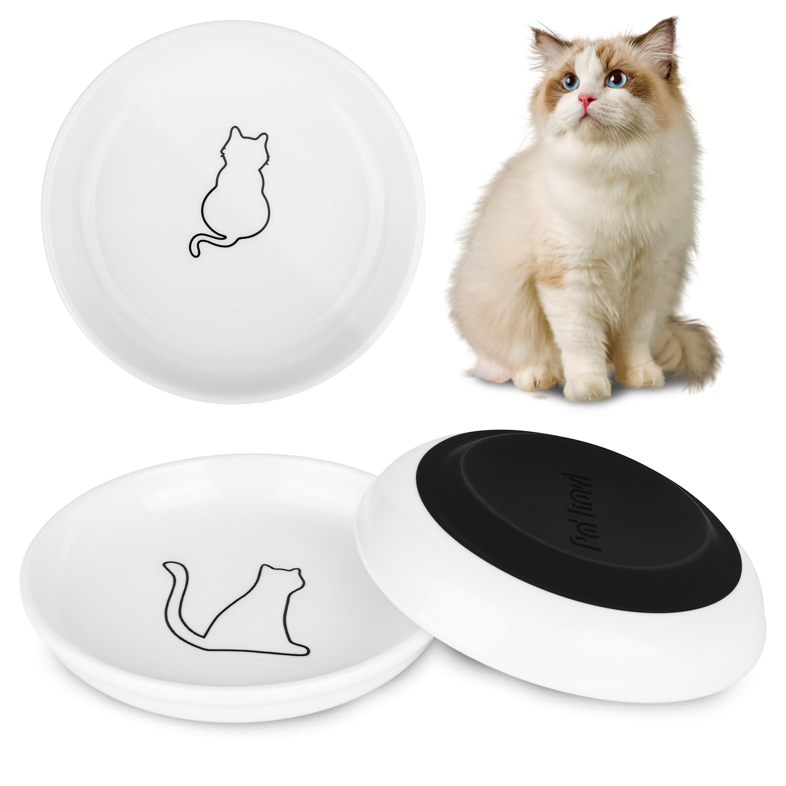 Gamelle céramique chat anti-fatigue des moustaches : lot de 3 coupelles larges
