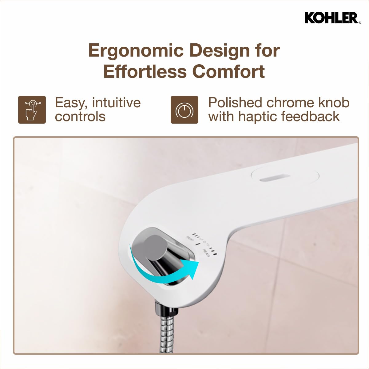 Kohler M120 Universal PureWash Bidet Attachment | Handsfree Front and Rear Wash Bidet Spray Attachment for Toilet Seat 3