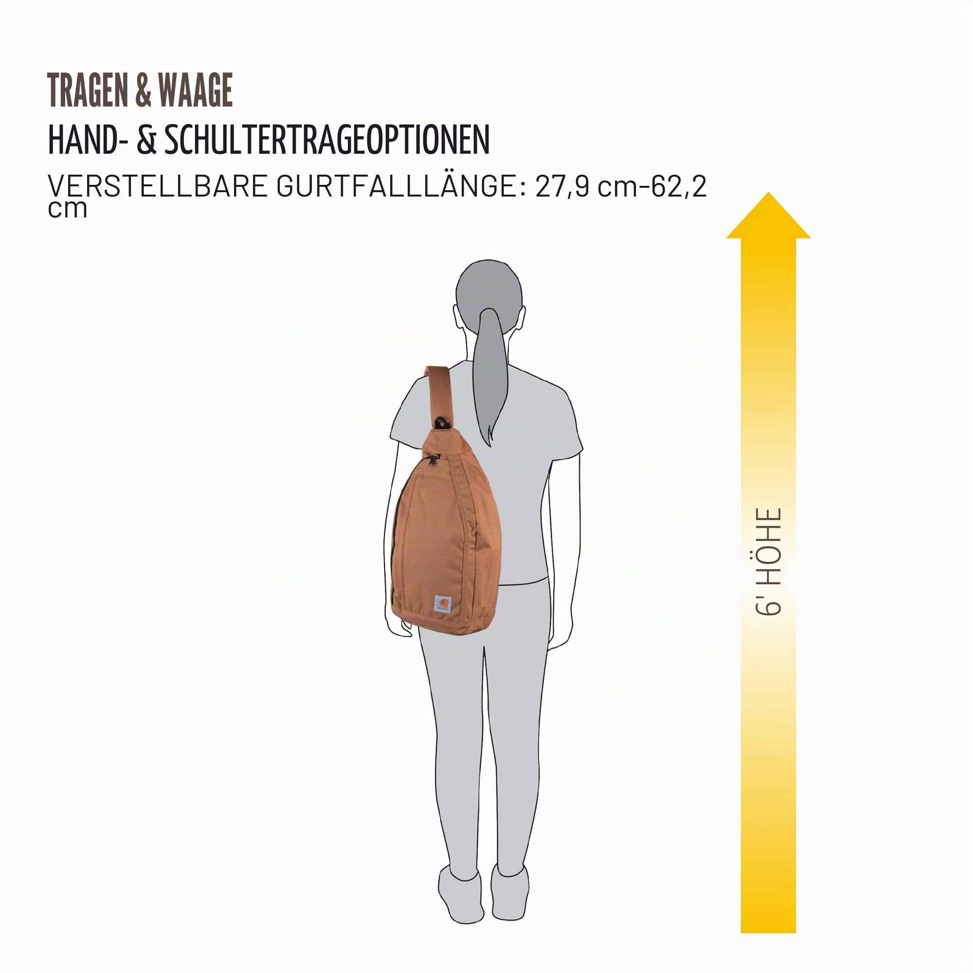 Carhartt Uni-Erwachsene Strapazierfähige Schultertasche, Seitlicher Schnalle, Tablet-hülle und Verstellbarem Riemen Sling, Crossbody-Rucksack Brown, One Size