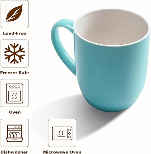 Miniatura 4 de Urbanstrive Taza de café grande de 16 onzas con asa, taza de té, taza de café novedosa para hombres y mujeres, trabajo de oficina, color azul