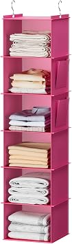 YOUDENOVA Hanging Closet Organizer and Storage, 6-Shelf, Pink