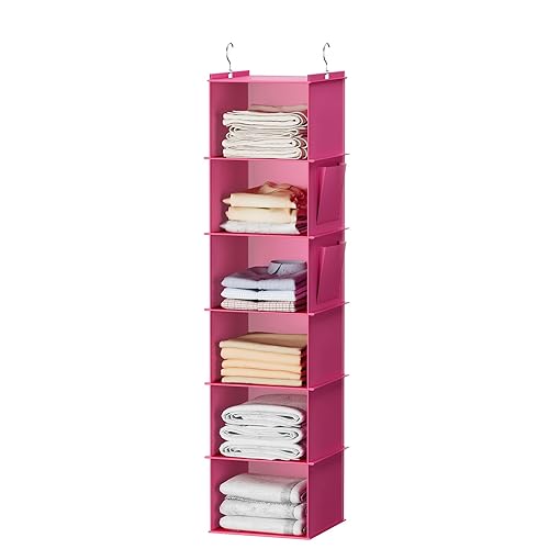 YOUDENOVA Hanging Closet Organizer, Closet Hanging Storage Shelves (Pink) - 1 - Pink
