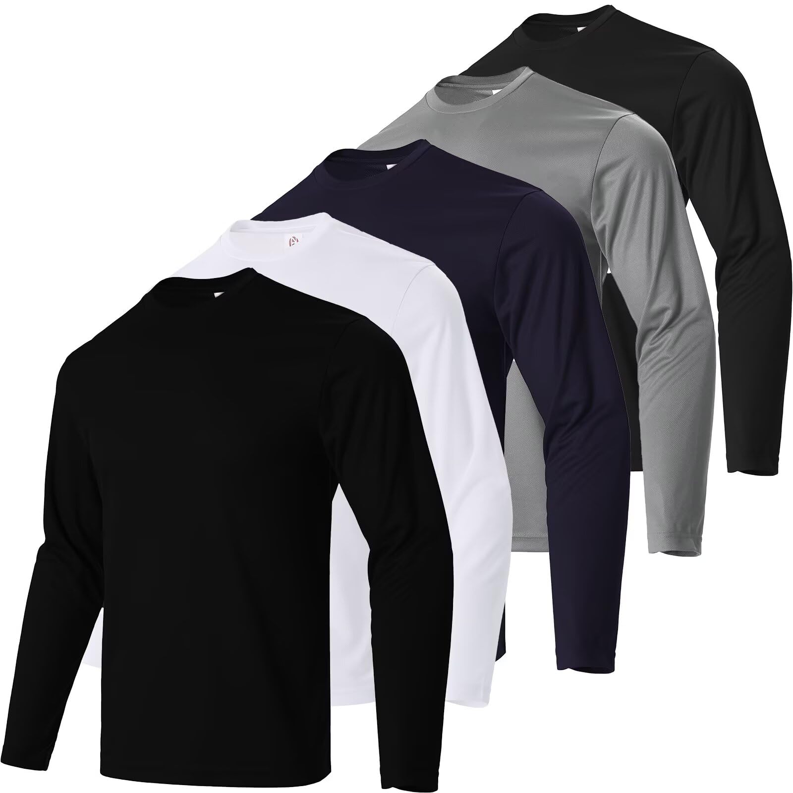 Men's Pack Dry-Fit UV Moisture Wicking Shirts UPF 50+ Breathable Long Sleeve Tees Sun Protection T-Shirt with Hood