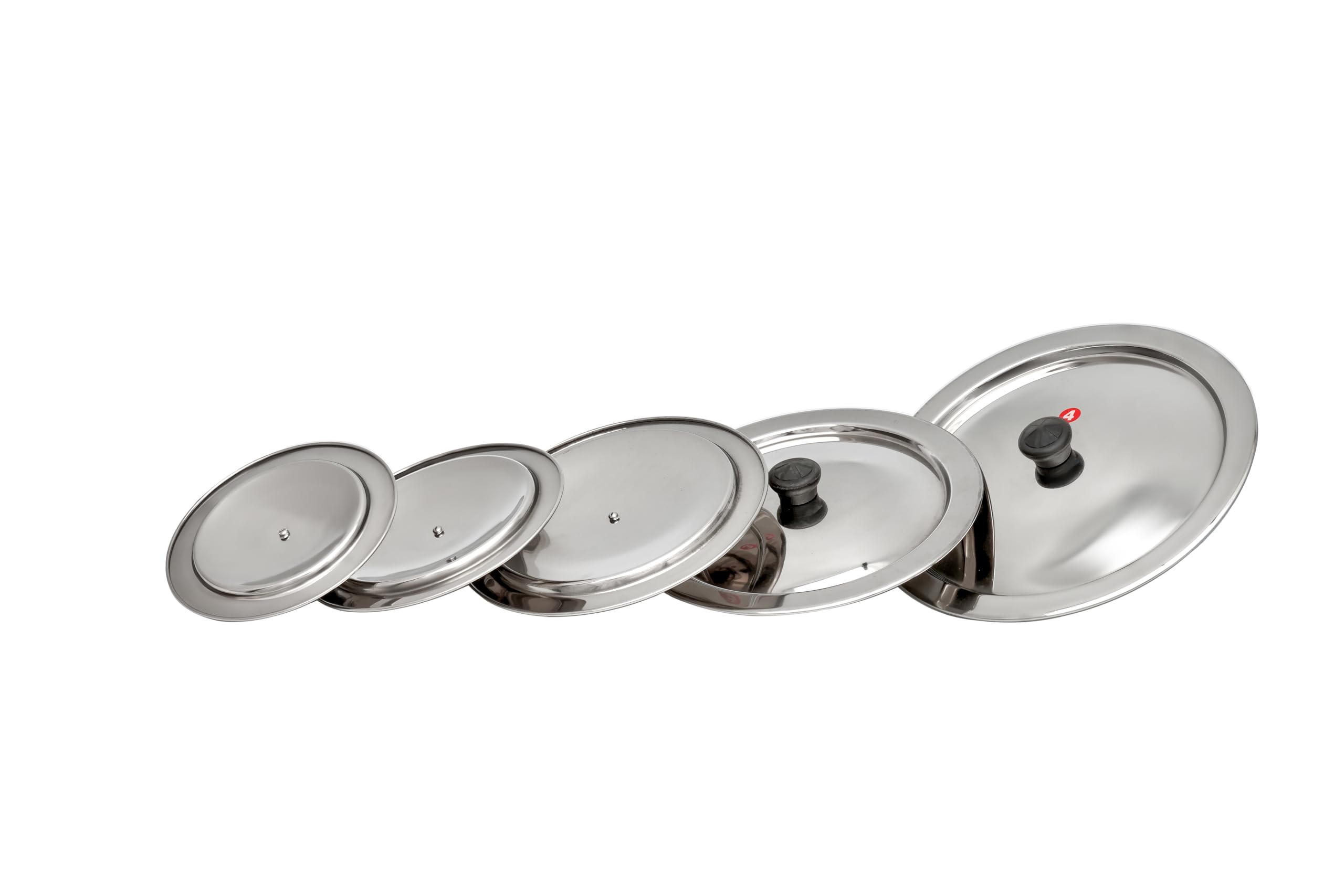 Glossy Steel Lids for Utensils with Knobs | Melt-Free with a Good Gripsteel Lid for Kadai and Other Utensils | Round, Rust Resistant Steel (4 Pcs Set, Small) — Amazon image 10