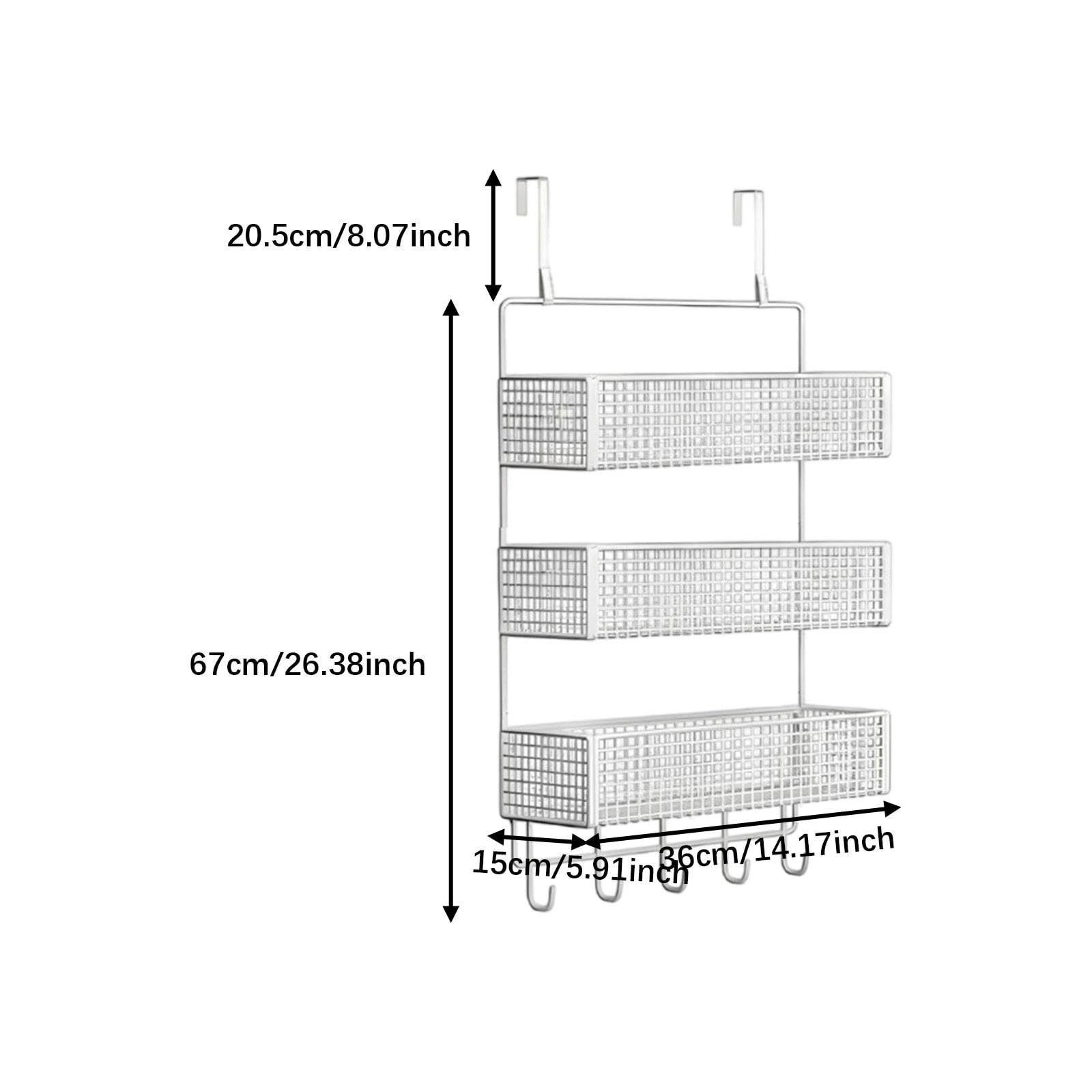 Organizador para Colgar sobre La Puerta, Cesta de Alambre Metálico, Estante Colgante, Cestas de Almacenamiento Resistentes Y Versátiles, Diseño Modern, L White, tal como se describe