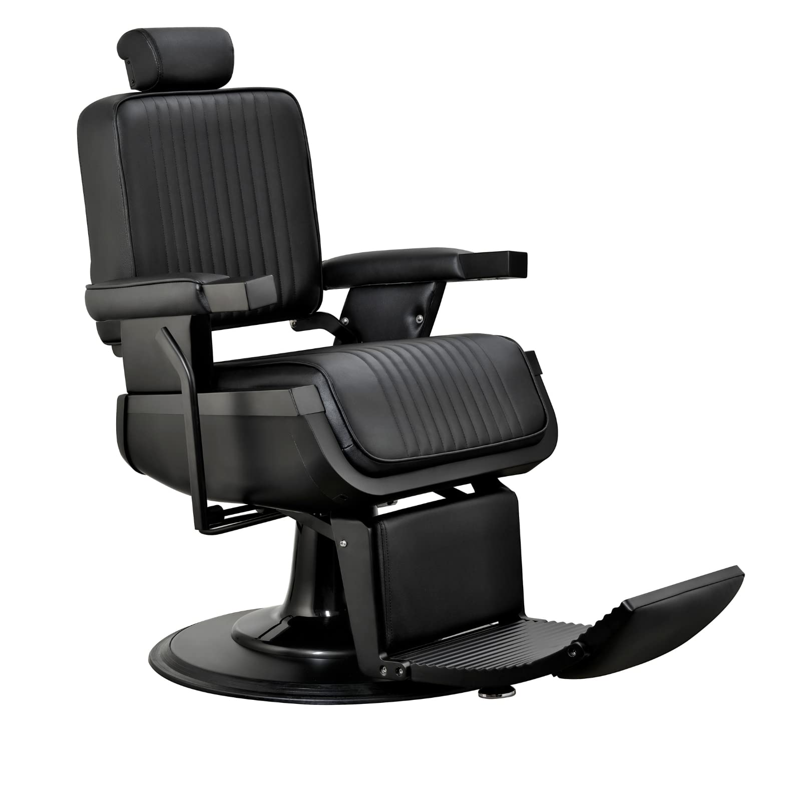 Jaxson Heavy Duty Barber Chair Reclining Seat, Hydraulic Barber Chair for Barber Shop Hair Salon, Black Frame Black Leather