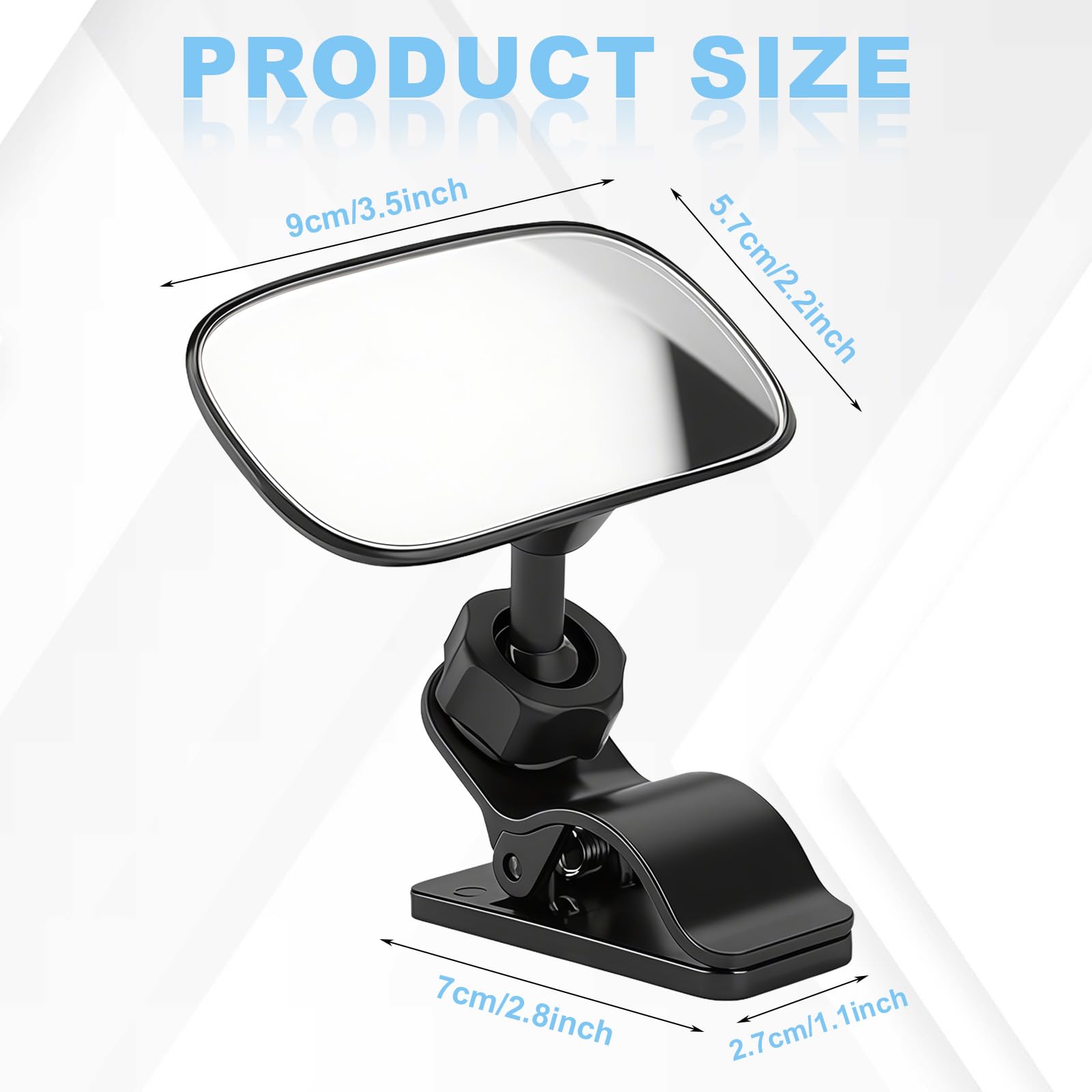 Baby Car Mirror,360° Adjustable Baby Rear View Car Mirror,Child Cars Mirror Rear Facing,HD Wide Angle Convex RearView Mirror with Clip,Back Seat Mirror to See Infants - Image 2