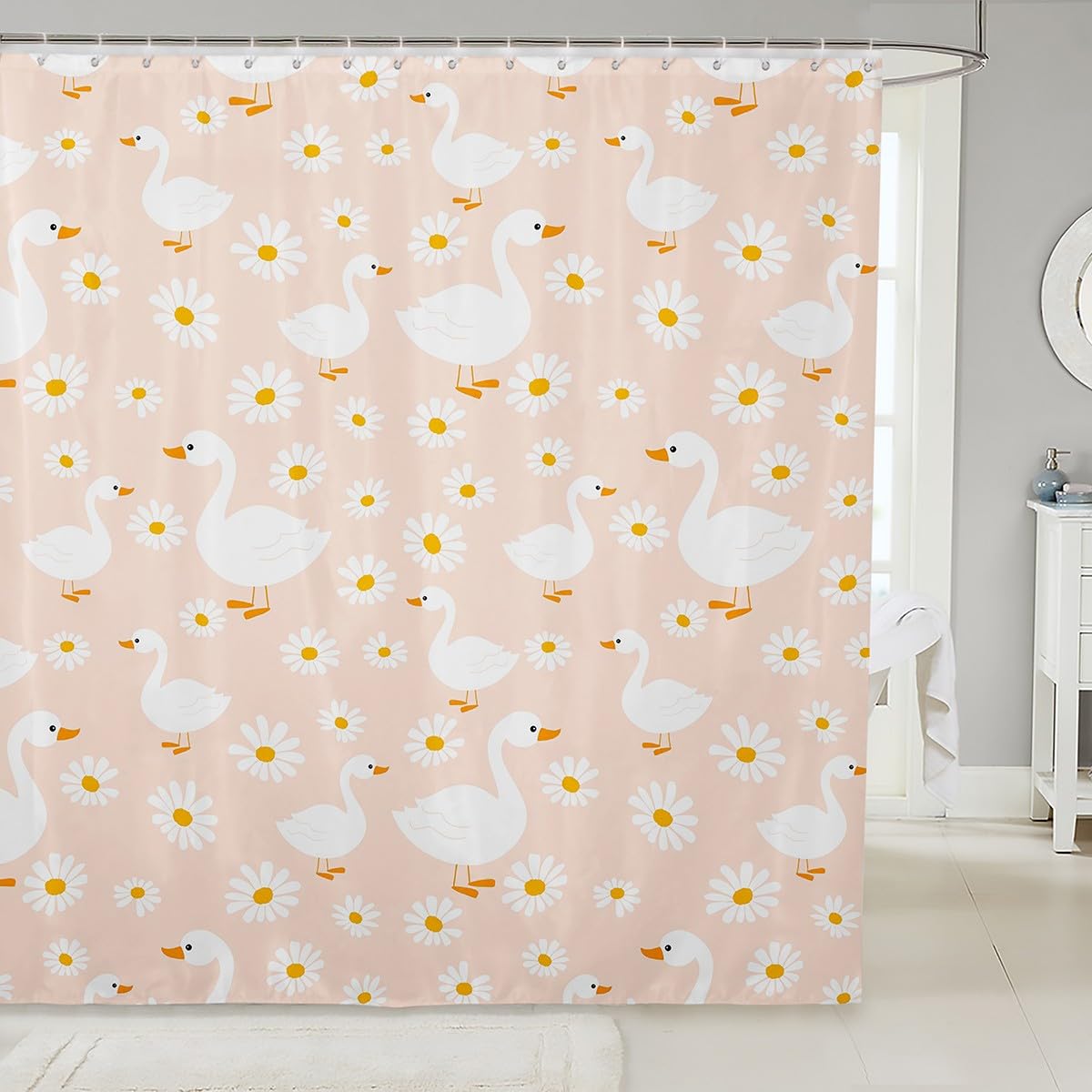 Homemissing Boys Multicolored 42 Wild Duck Bath Curtain Girls 72"X72" Cute Rustic Animal Daisy Shower Curtain For Kids Women Men Farmhouse Ducks Bathroom Curtain Waterproof Pink Bathroom Accessories Cloth Fabric Bathroom Decor