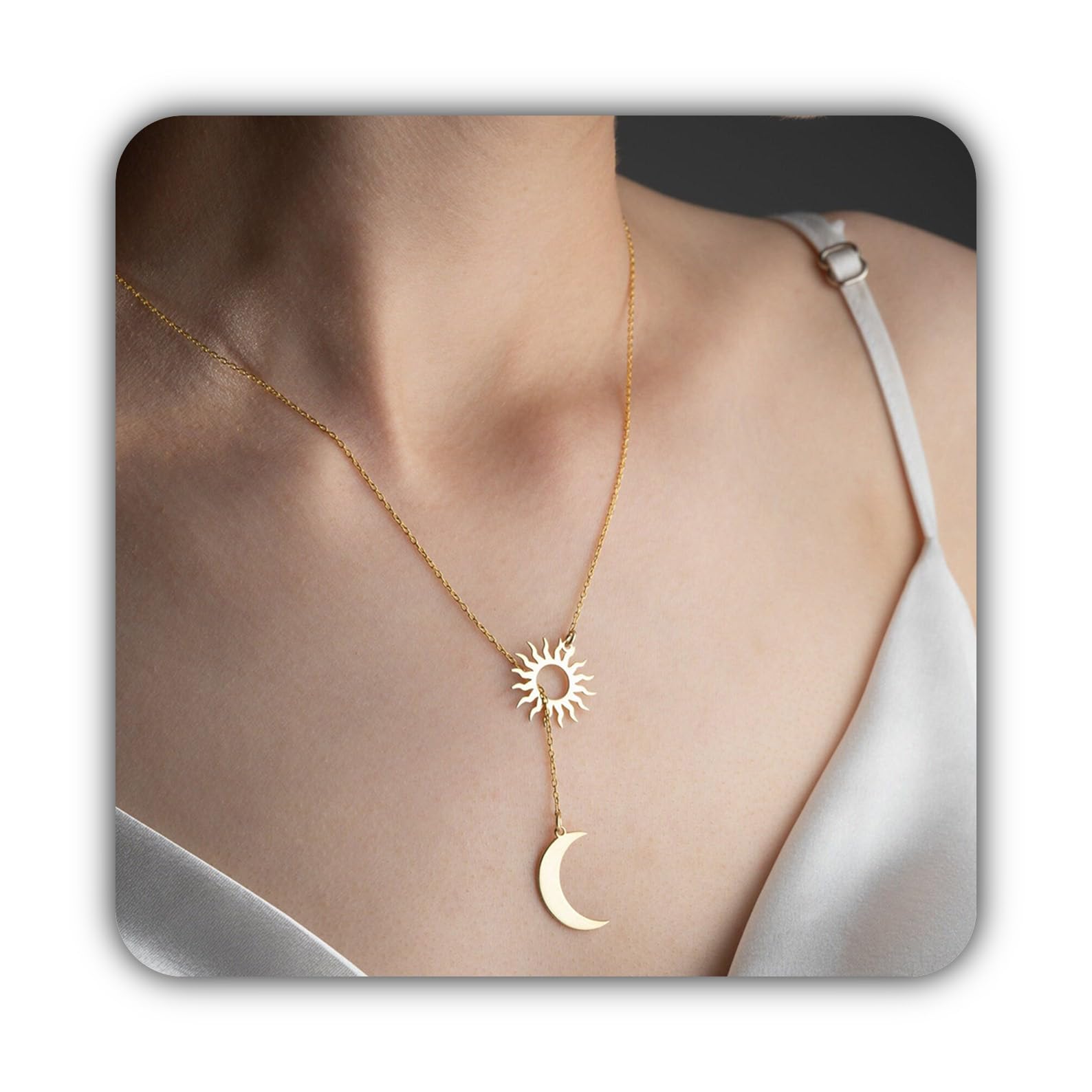 Oro sole e luna coppia collana, sole luna set argento amicizia ciondolo