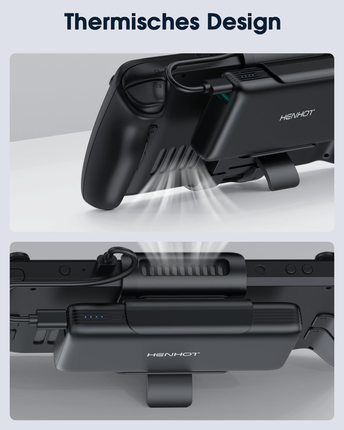 65W Powerbank kompatibel mit Steam Deck/OLED, Laptop Powerbank 20000mAh PD 3.0 tragbare Batterie mit abnehmbarem Rückhalter, externer Akku für MacBook, Dell, Lenovo, Asus