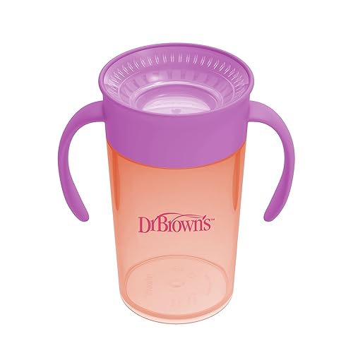 Miniatura 10 de Dr. Brown's Milestones Juego de Vasos Convertibles con Pajita a 360°, Juego de Vasos de Entrenamiento para Niños Pequeños con Tapas, coral