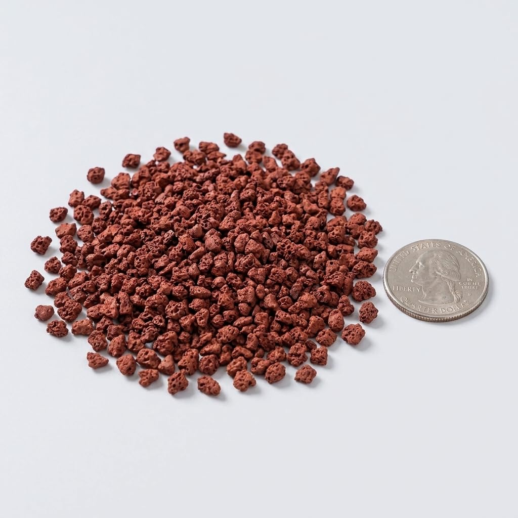 Piedra Volcánica Roja para Sustrato y Plantas, Material Filtrante, Piedra volcánica roja, 2-4 mm, 4.5-5 kg, tamizada