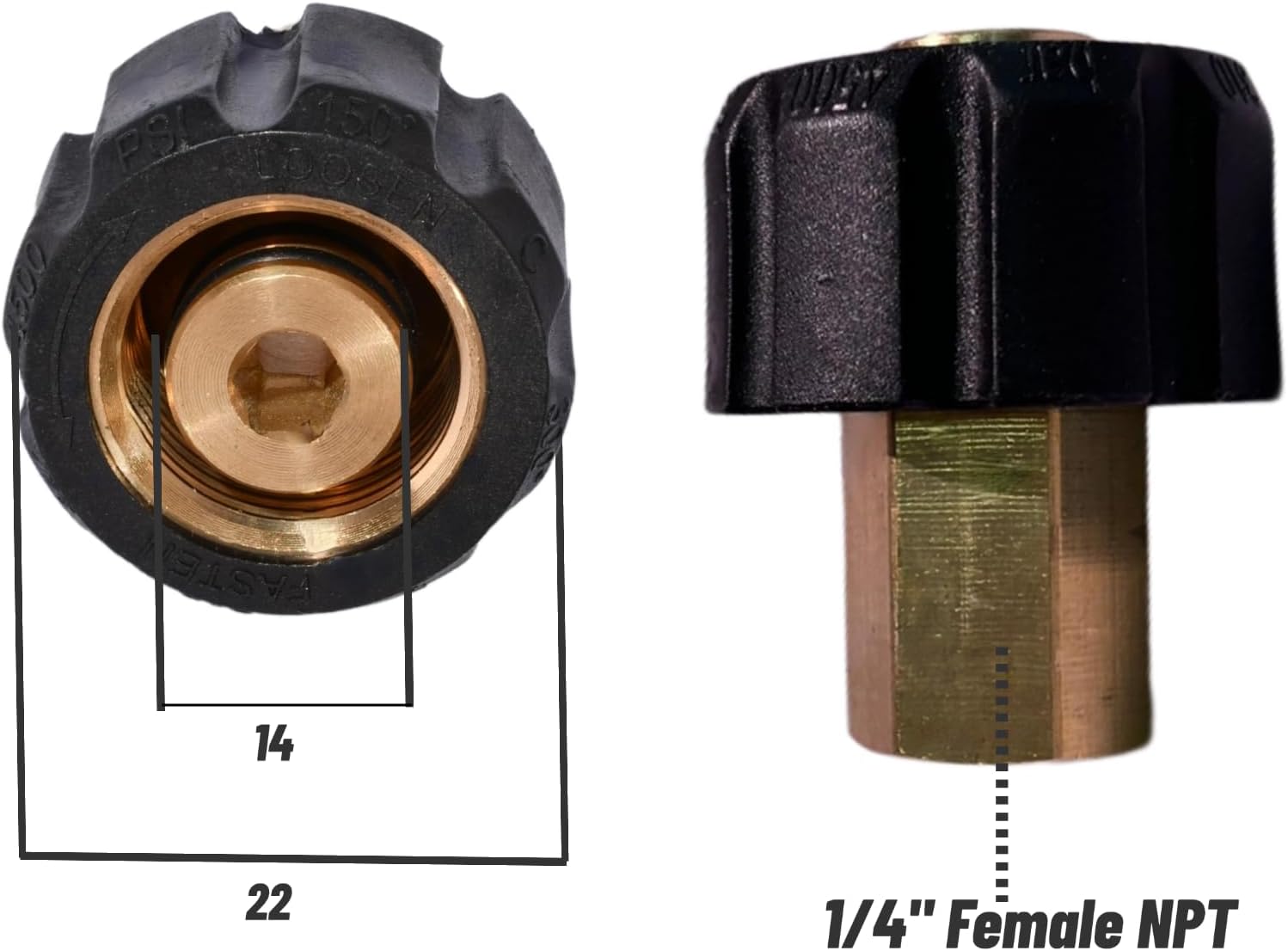 Pressure Washer Adapter Female Thread Metric M22 to 1/4 Inch Female NPT Fitting Quick Disconnect Kit Power Washer Connector