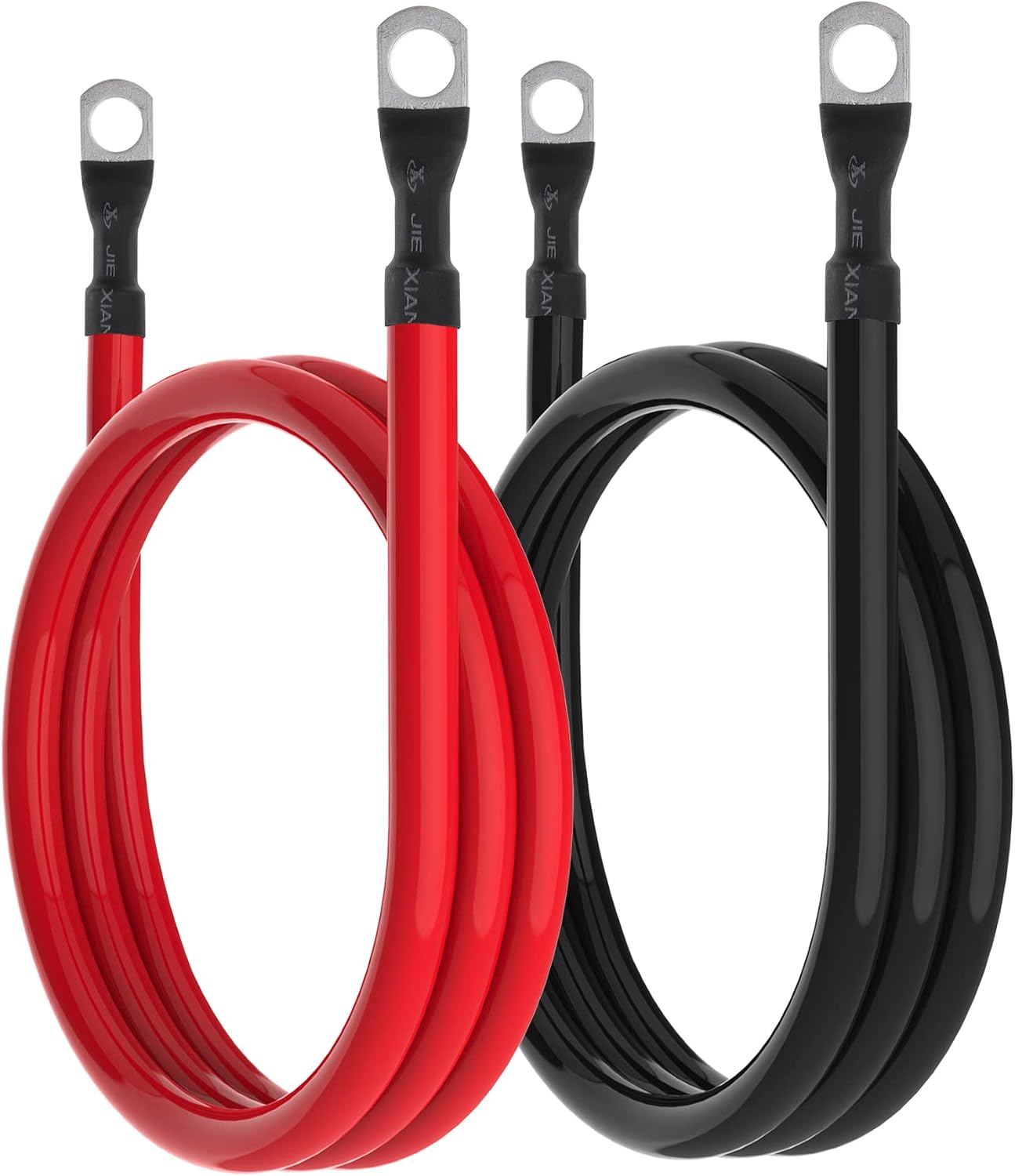 4 AWG Battery Cable 4AWG Gauge Pure Copper Battery Inverter Cables with 3/8 in Lugs Both Ends Power Inverter Wire Set for Automotive Solar Marine Boat RV Car Motorcycle Red and Black (4FT)