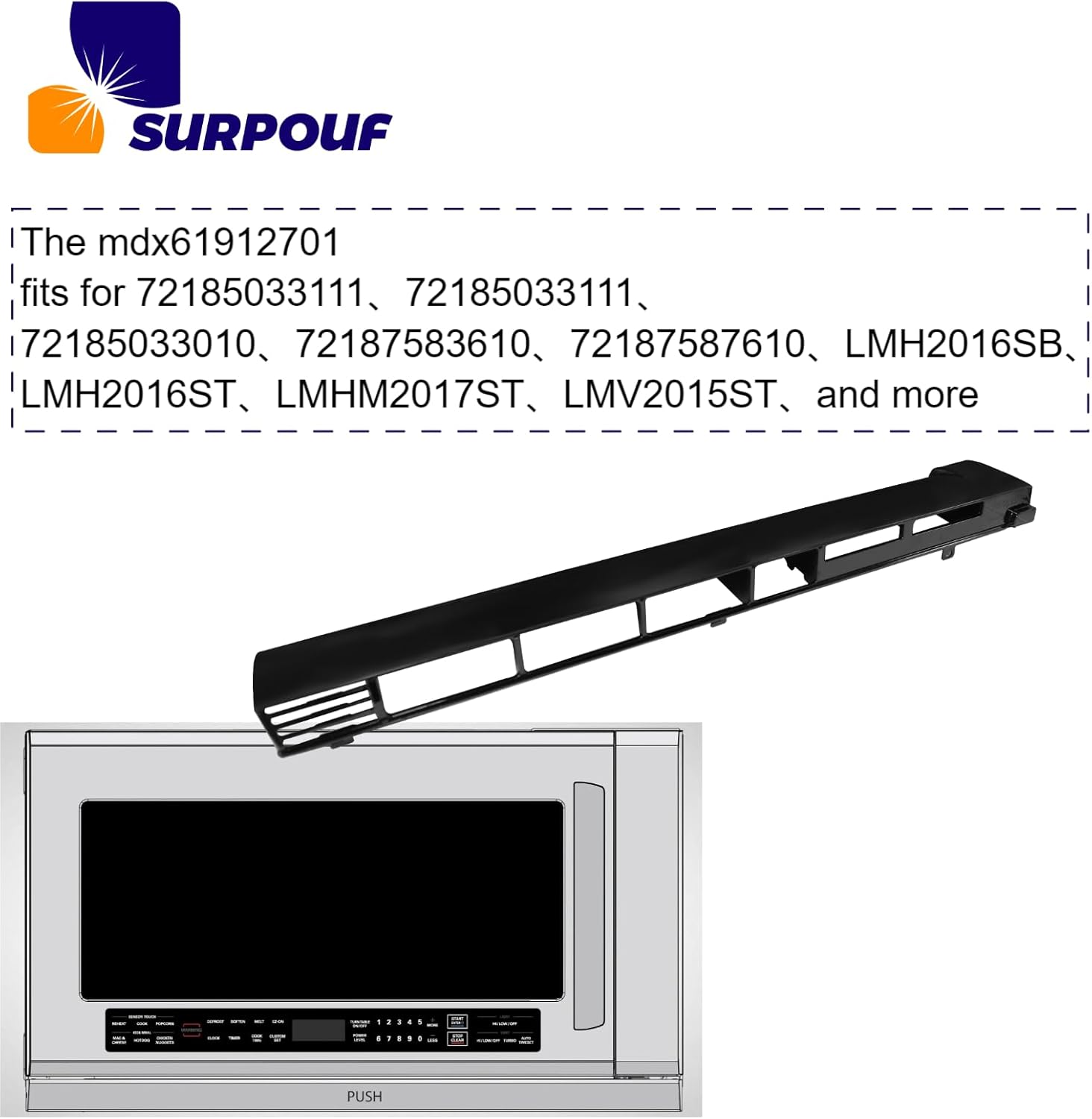 MDX61912701 Microwave Vent Grille Fits for LG Replacement 2119394,AP5202555,EAP3535252,PS3535252 Top Vent Accessory (2pc MDX61912701)