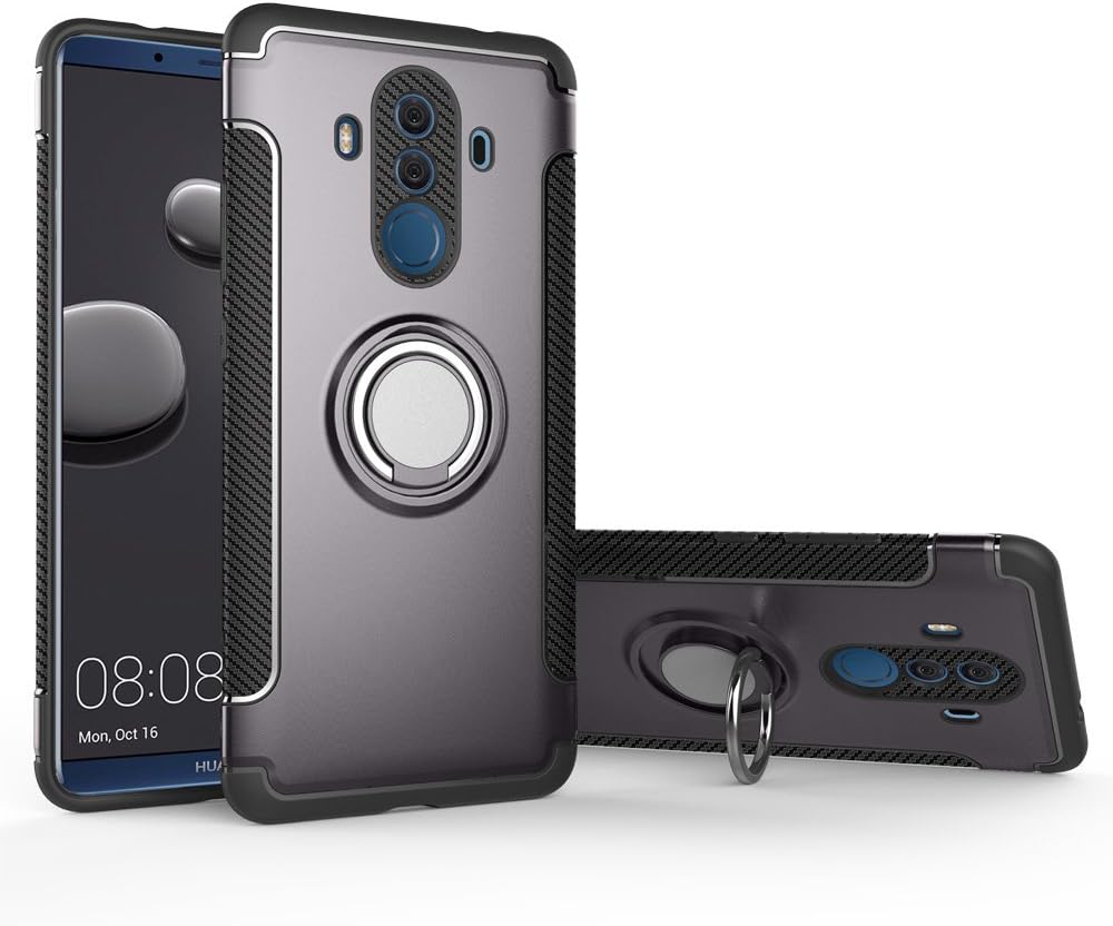 BLUGUL Huawei Mate 10 Pro Case, 360 Degree Rotating Ring Grip, Compatible with Magnetic Car Mount, Cover for Huawei Mate 10 Pro Grey