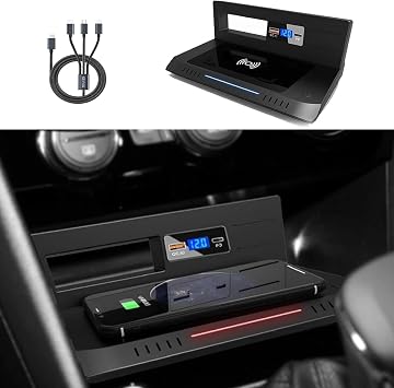 Wireless Car Charger for VW Tiguan 2017-2022, 15W Qi Fast Charging Phone Charger Pad, Center Console Accessory for Any Qi Compatible Phone