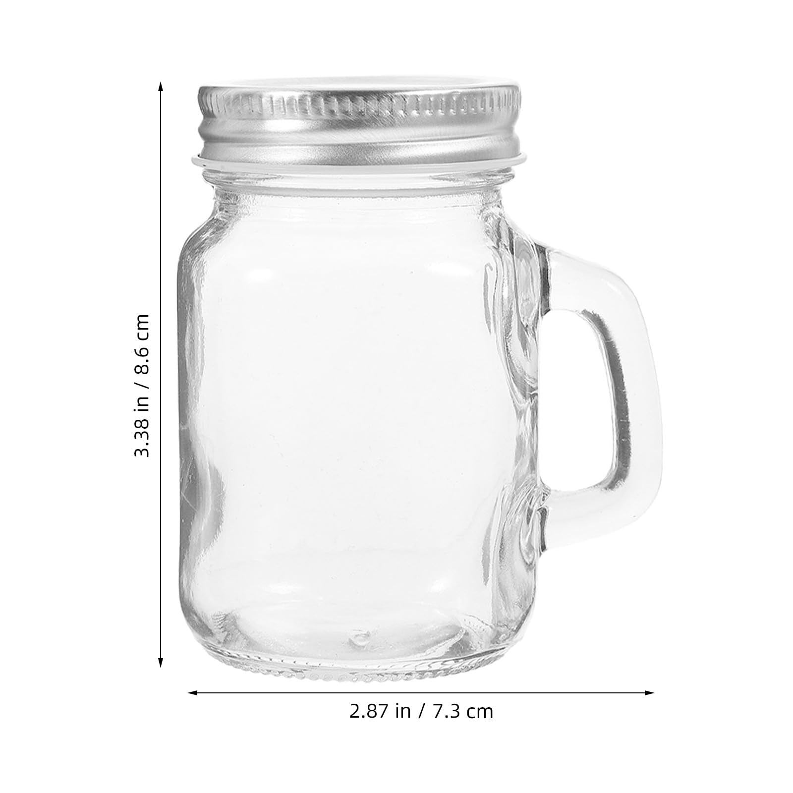 Lot de 8 bocaux en verre avec poignée et couvercle, tasses Mason