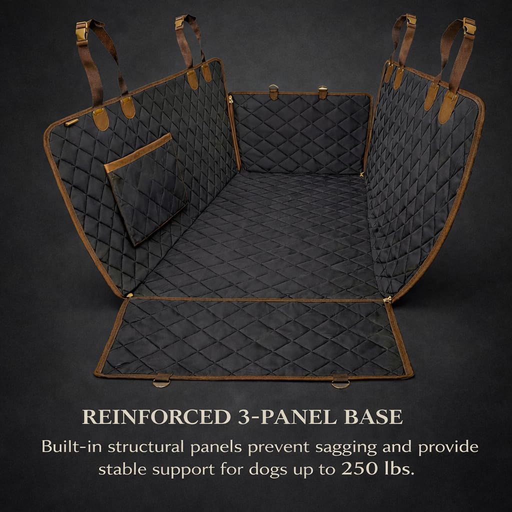 Field & Fur Dog Car Seat Extender Hard Bottom for Back Seat – Quilted Waterproof Dog Car Seat Cover with Non-Slip Base & Side Flaps, Back Seat Extender for Dogs, Fits SUVs & Trucks