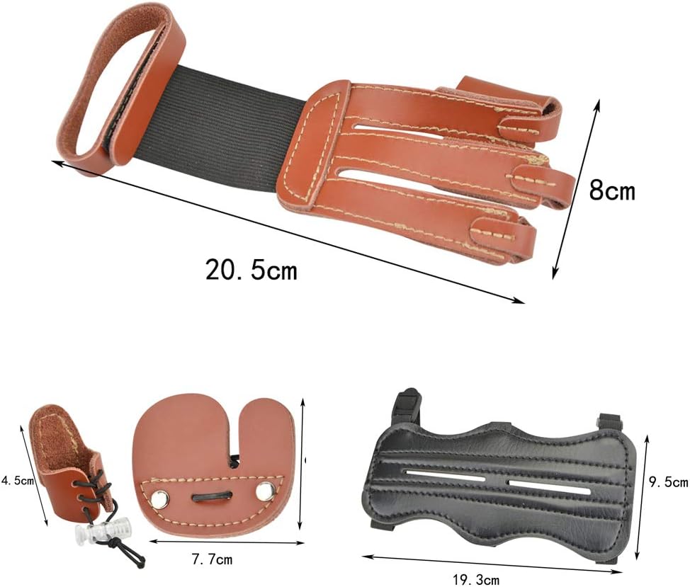 NMCPY Archery Glove 3 Finger Guard Leather Arm Guard Bracers Finger Tabs Thumb Ring Finger Protector Protective Gear Set for Compound Bow Recurve Bow Shooting Hunting  : Sports & Outdoors