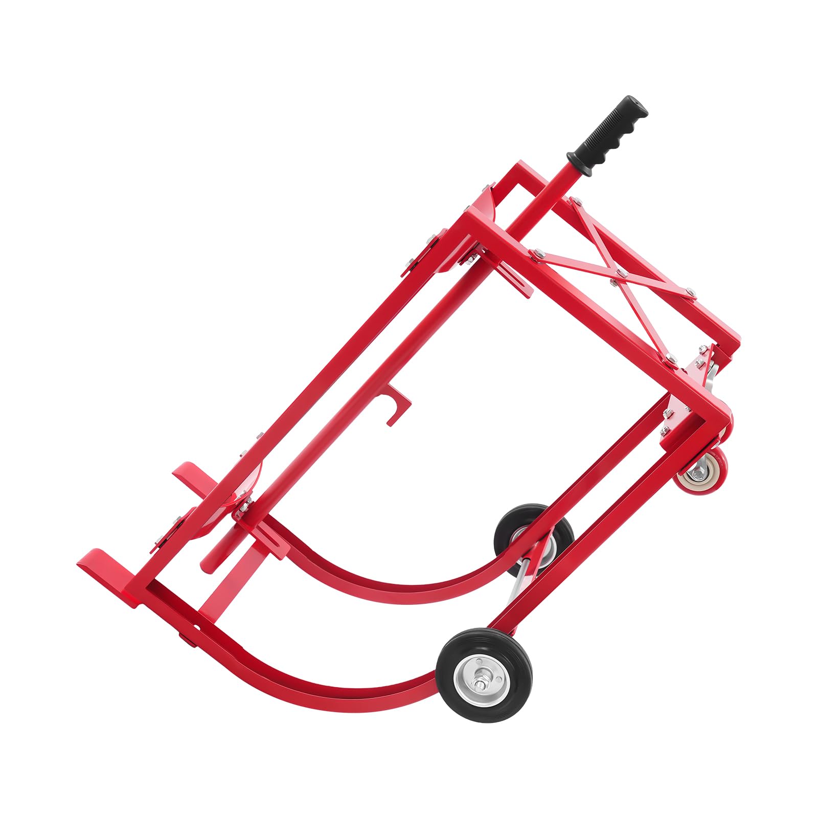 Carrello per fusto industriale, supporto barile a ruote, movimentazione barile olio, acciaio robusto, carico 600lbs, movimento officina Garage Magazzino, 55 Gal, Rosso