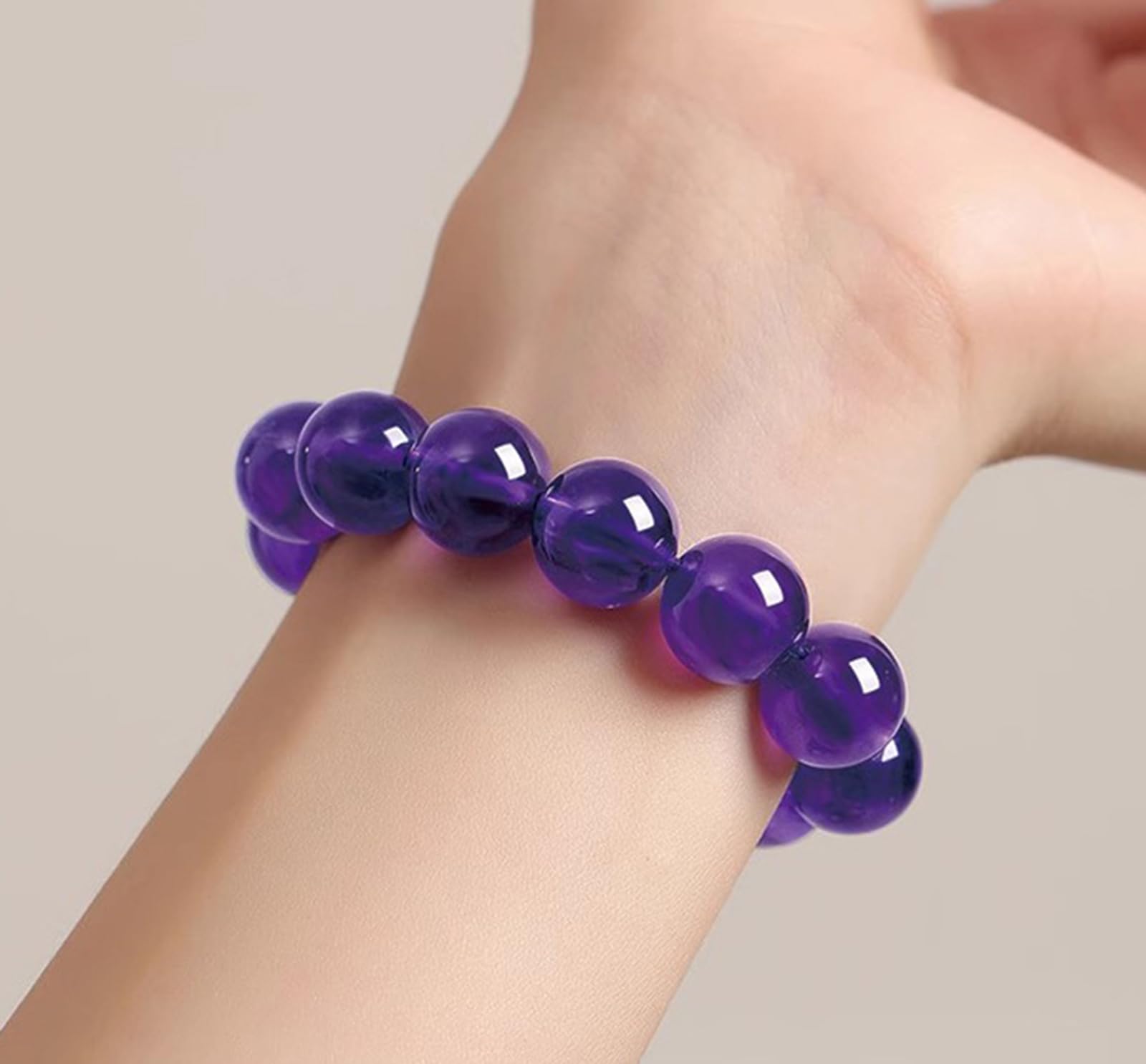 Tiefviolette Perlen-Kristall-Armbänder für Damen und Herren, natürlicher Amethyst-Stein, handgefertigtes Stretch-Armband, Reiki, spiritueller Schmuck, Geschenk,11mm