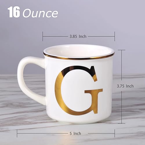 Miniatura 2 de Taza de café de cerámica Miicol 16 oz, taza de café con monograma, taza de té con inicial dorada, taza de té personalizada, regalo único, taza