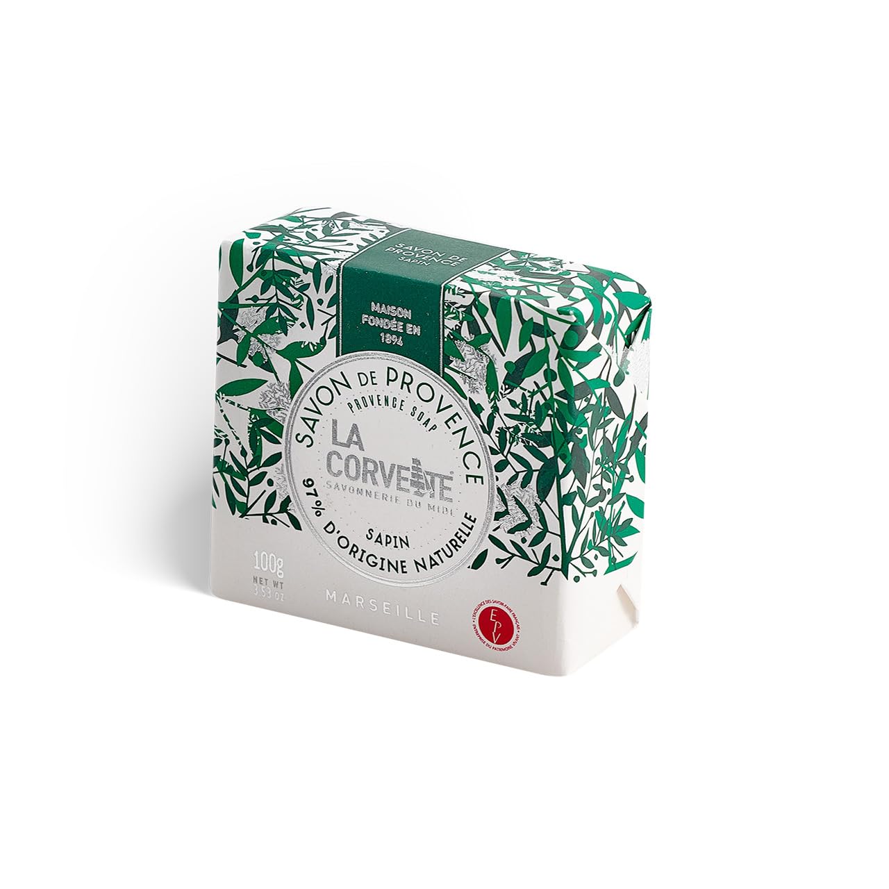 La Corvette - Jabón de Navidad "Abeto" - 97% Ingredientes Naturales - 100g Compact by Design (certificación desarrollada por Amazon)