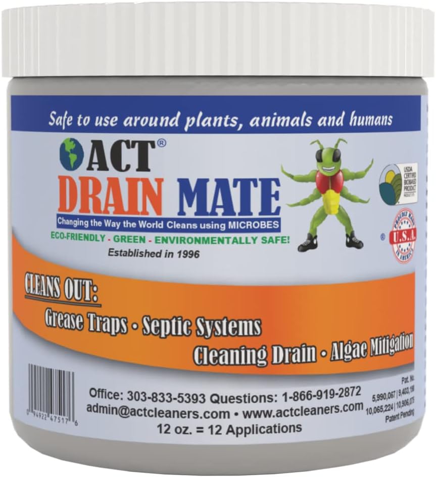 ACT Enzyme Drain Cleaner - Environmentally Friendly Microbial Unclog and Deodorize Pipes