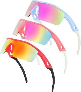 3PACK Kids Sunglasses Baseball Softball Sunglasses Boys Girls Toddler Cycling UV400 Protection