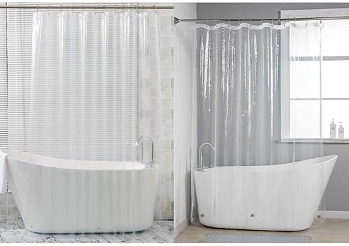 AmazerBath Cortina de ducha de plástico EVA 8G de 72 x 72 pulgadas y forro de cortina de ducha PEVA 3G de 72 x 72 pulgadas