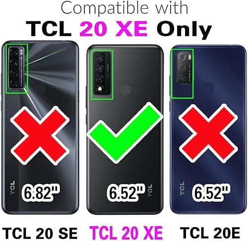 Miniatura 2 de Asuwish Funda de teléfono para TCL 20XE 5087Z con protector de pantalla de vidrio templado y funda de cartera de encaje, soporte para tarjetas con