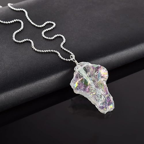 Miniatura 46 de Natural Raw Herkimer Diamond Quartz Pendant Necklace, Rough Gemstones, Chakra Healing Crystals, Silver Plated, April Birthstone, Handmade, Women