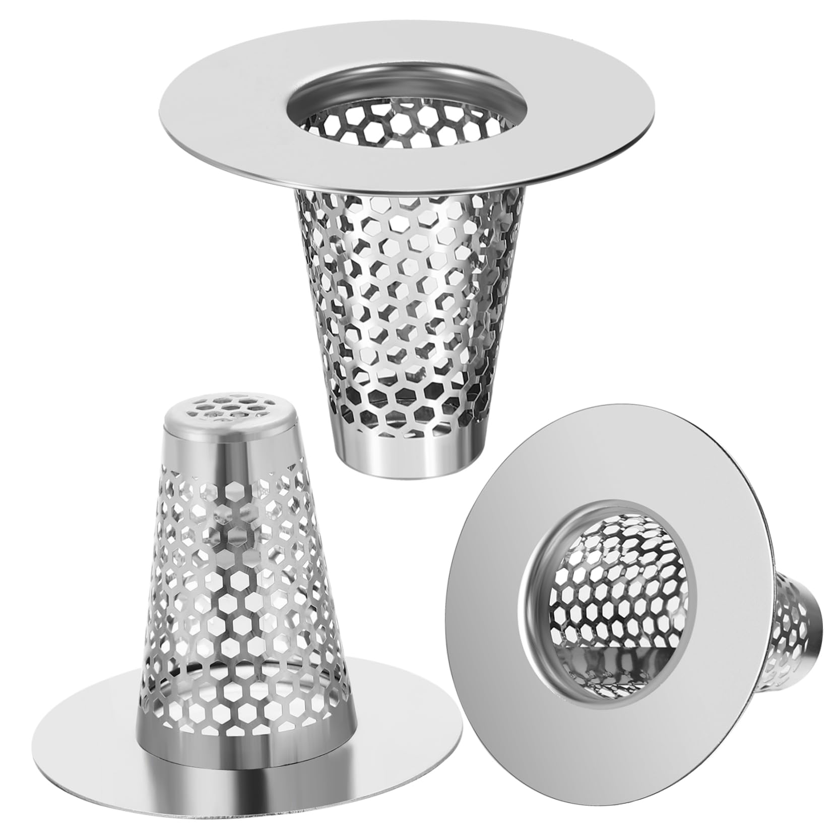 Operitacx Filtro De Acero Inoxidable Tope De Desagüe del Fregadero Drenar Bañera Tapón De Desagüe Colador De Pelo para Fregadero Cesta del Colador De Sumideros Silver 6 Piezas X 4