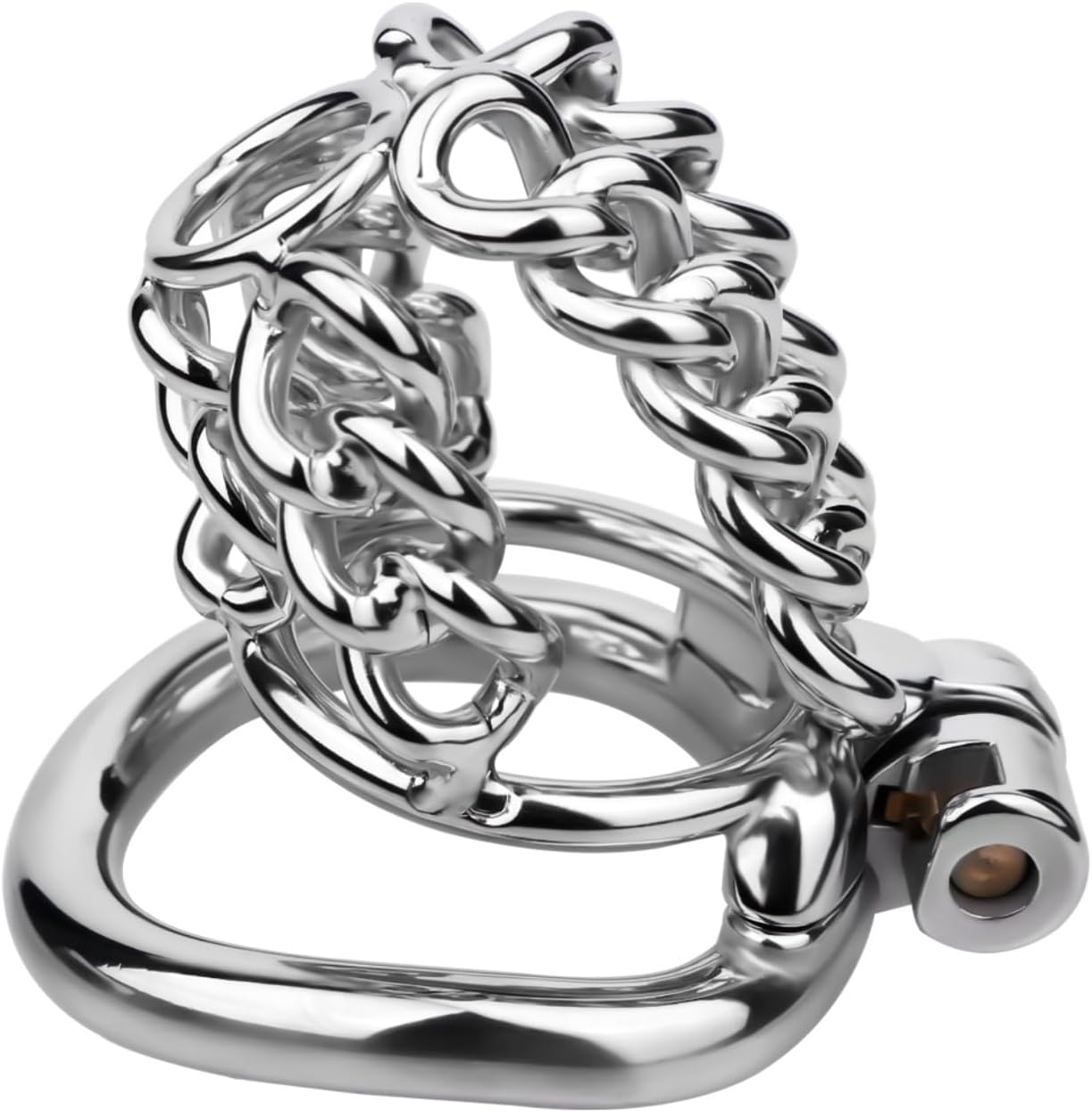 Steel Chastity Cage Men Breathable Cock Cage with Invisible Lock and Keys, Metal Chain Chastity Device Lock SM Bondage Penis Cages Adult Men Sex Toy (1.97IN Ring)