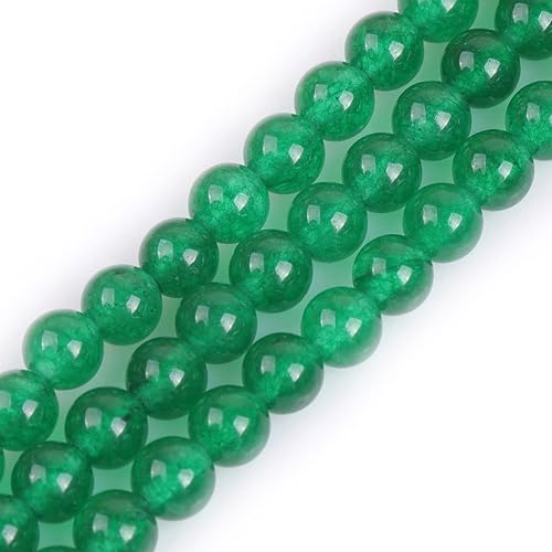JOE FOREMAN Cuentas redondas de piedra natural de jade verde de 0.236 pulgadas para fabricación de joyas, cuentas de 15 pulgadas, piedras