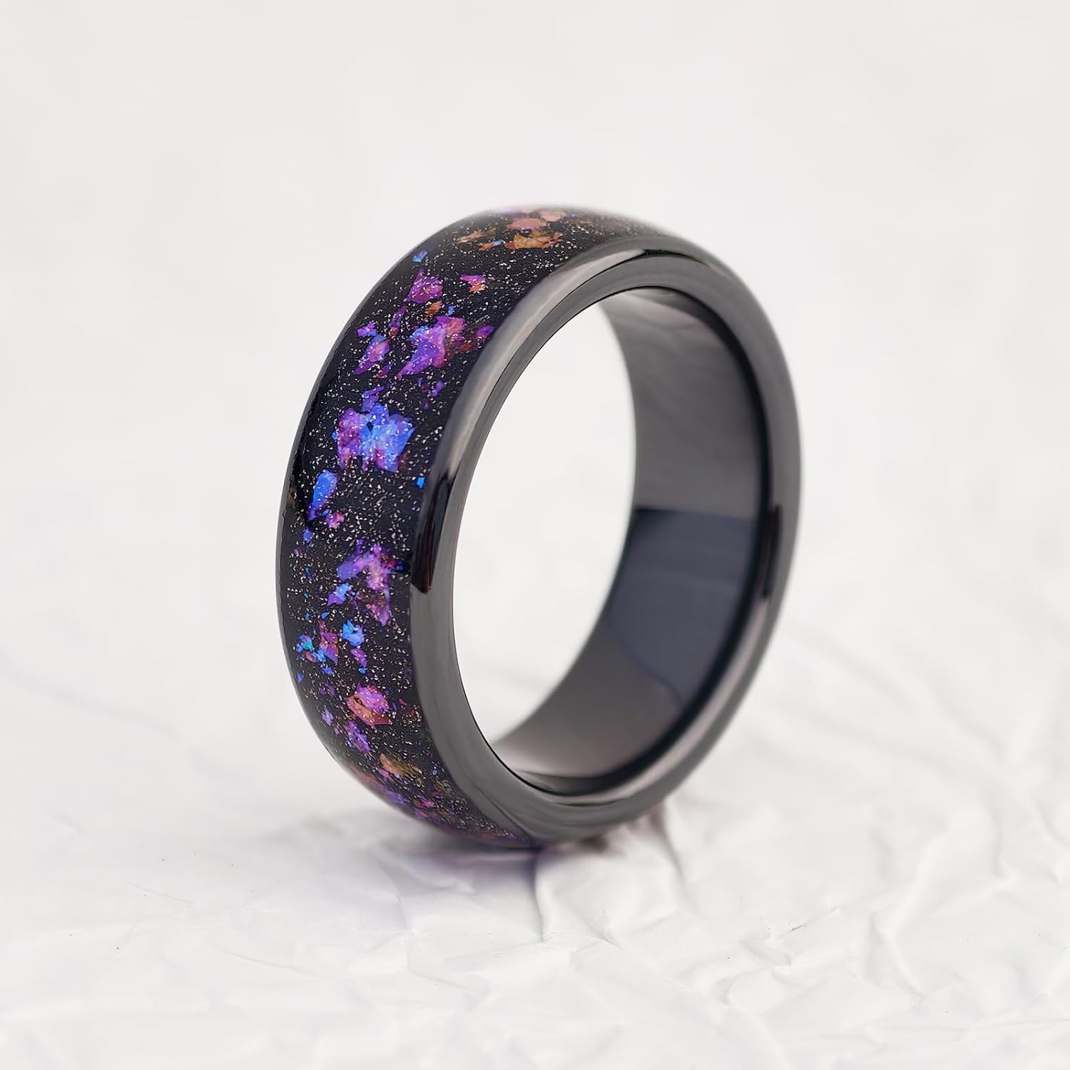 Orion Nebula Opal Galaxy Fragment Inlay RFID Smart Ring Ceramic Epoxy ID T5577/IC CUID(GEN2) Chip Rewritable Clone 125kHz/13.56mHz Access Control Lock KeyCards Ring