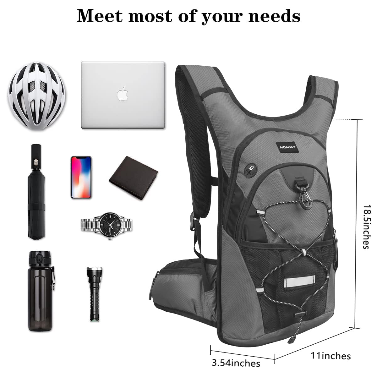 NONSAR 3L Hydration Backpack Pack with Water Bladder, Insulated Water Backpack for Women, Men, Kids, Keep Liquids Cool Up to 5 Hours, Daypack for Hiking, Running, Climbing, Rave, Festival