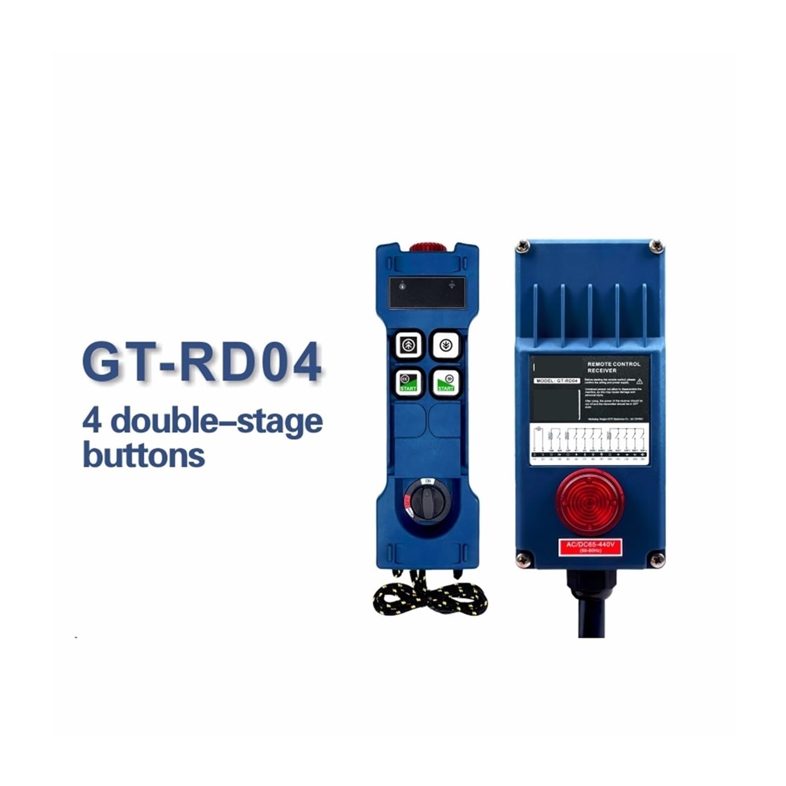GT-RD04 - Telecomando per gru industriale simile F21-4D Wireless 4 a doppia velocità (18-65V AC DC UHF)