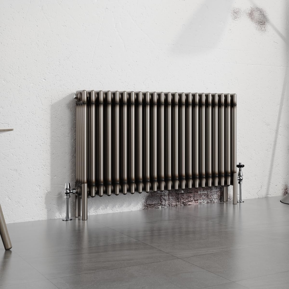 Warmehaus 600x1010mm Raw Metal Horizontal 4 Column Radiator Traditional Cast Iron Style Bathroom Radiator Central Heating