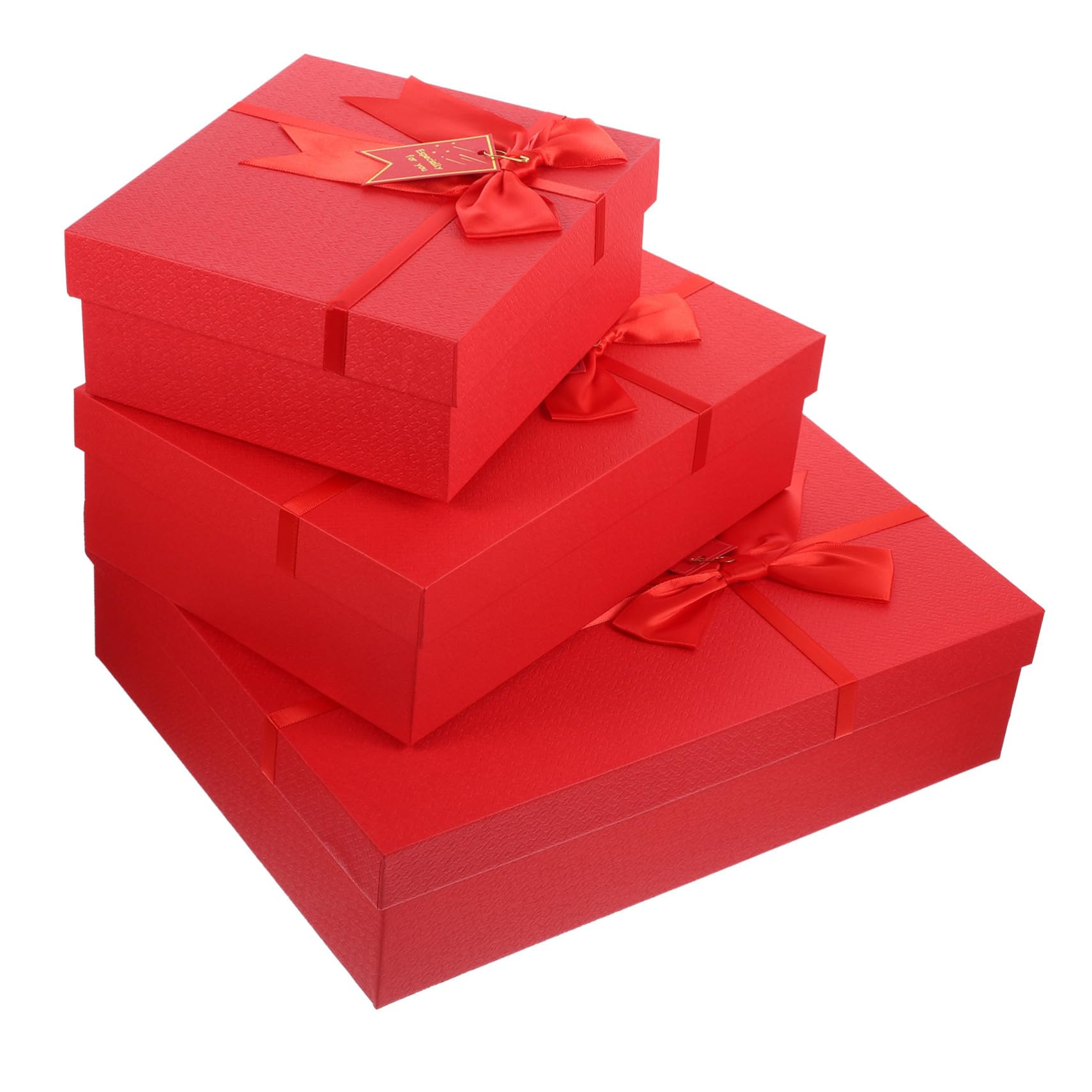 3 Stück-pack Geschenkkartons aus Papier, Rote Geschenkboxen mit Schleife