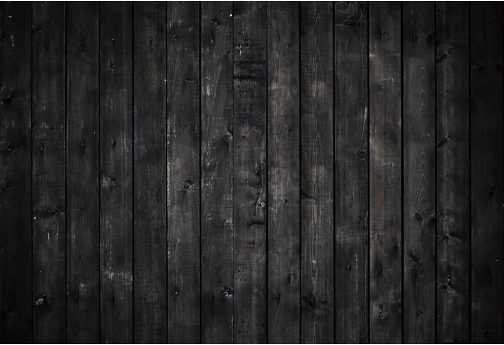 OERJU 10x8ft Old Dark Wood Texture Wall Photography Backdrop Vintage Retro Black Wooden Board Floor Scary Theme Party Background Kids Adult Artistic Portrait Photo Shooting Vinyl Studio Props