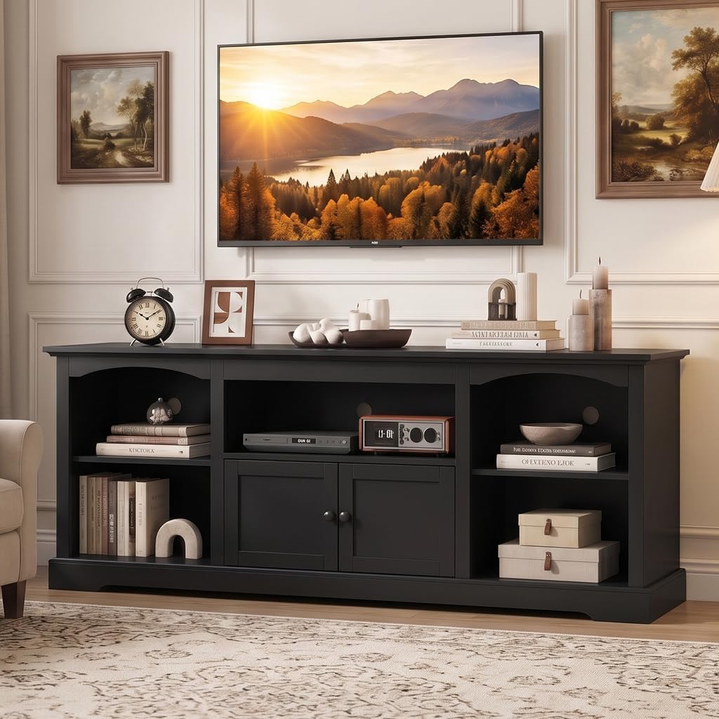 COMHOMA 71" TV Stand up to 80 Inch TV,Modern Farmhouse Entertainment Center