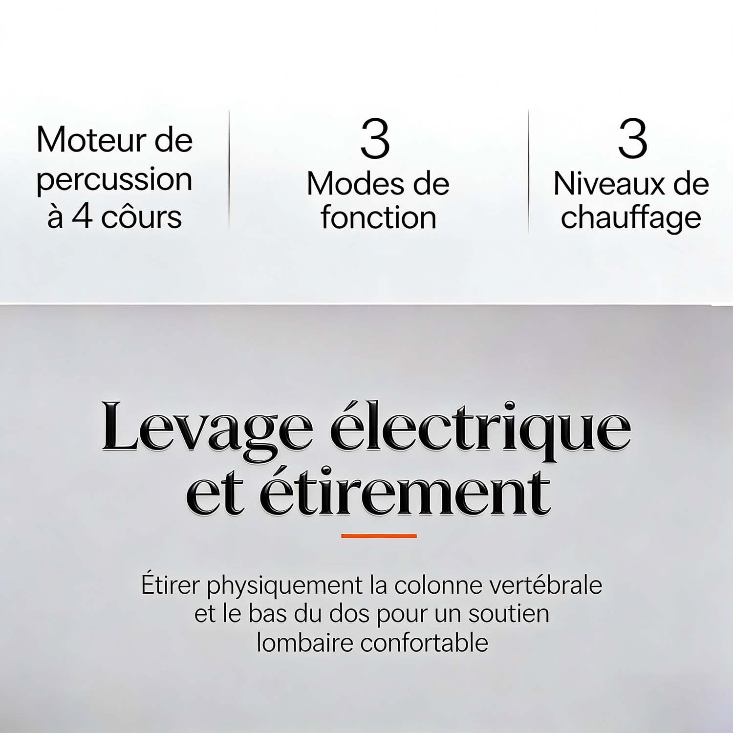 LombaTech Masseur Lombaire 3 en 1 – 2026 Nouveau Masseur Sciatique et Thérapie du Dos, Traction et Vibration avec Chauffage, Soutien Lombaire Ergonomique pour Soulager les Douleurs (Noir)