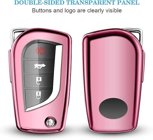 Miniatura 3 de QBUC Funda para llavero Toyota con llavero, funda de TPU suave para llavero de protección completa, compatible con Toyota Fortuner tundra Camry RAV4