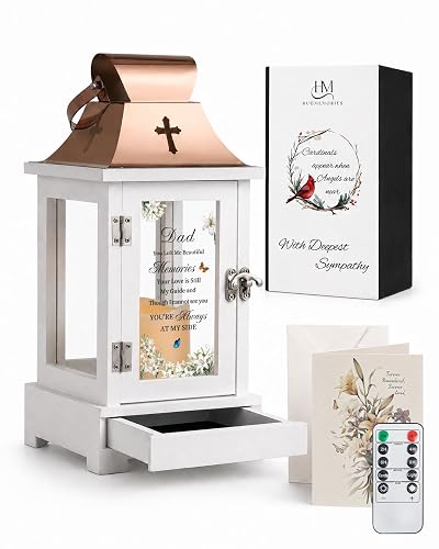 Memorial Gifts for Loss of Dad, Memorial Lantern with Drawer