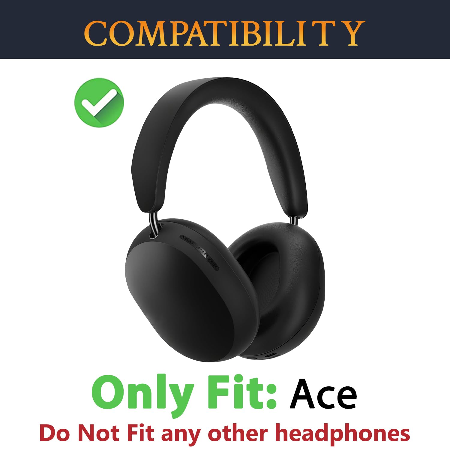 SOULWIT Ersatz Ohrpolster für Sonos Ace Wireless Over Ear Kopfhörer, Ersatzpolster Polster mit weichem Protein Leder, Hochdichter Schaumstoff